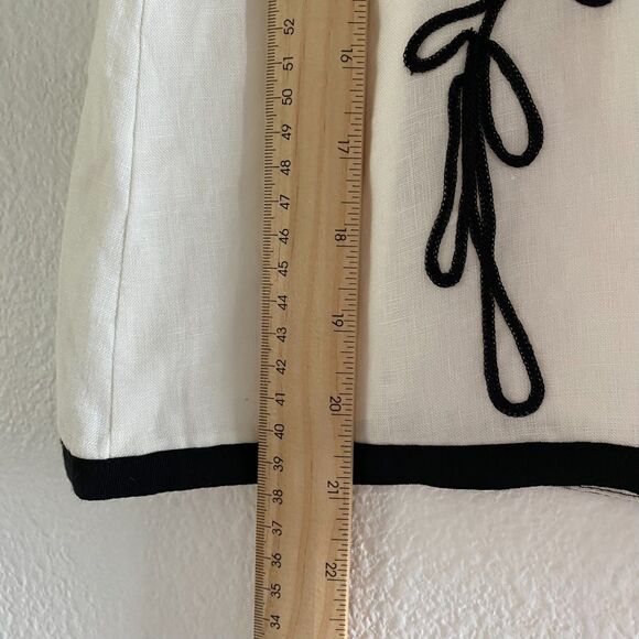 Camille le‎ Vie Linen Black And White A Line Embroidered Skirt Womens Size 8 - Picture 12 of 13